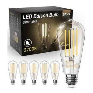 LED Edison Bulb Dimmable‎ 8W 2700K E26 Vintage Style Light Bulbs 6 Pack